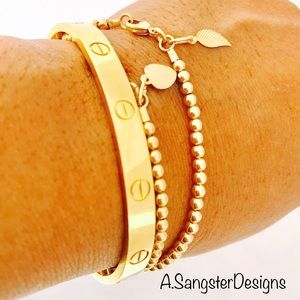 Dainty 14K GF Beaded Charm Bracelet